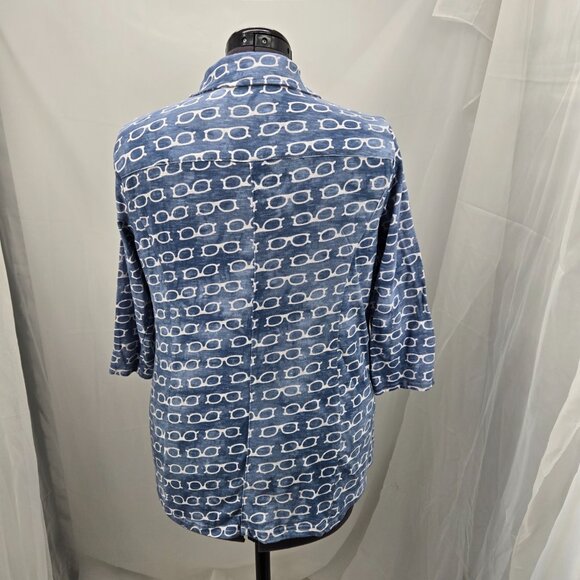 810-4 Chico’s Zenergy glasses print zippered ¾ sleeve jacket Size 2 Large/12 - Picture 4 of 9